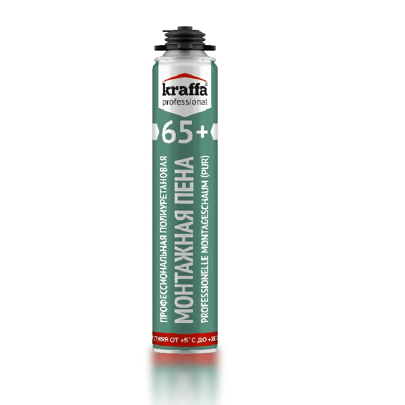 Летняя профессиональная монтажная пена Kraffa Professional 65+ от +5С до +35С